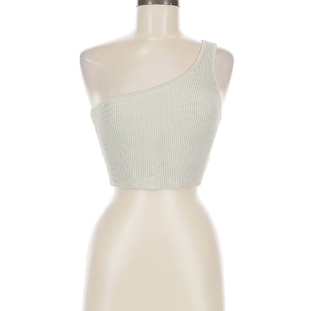 Babaton One-Shoulder Ribbed Crop Top (Medium)
